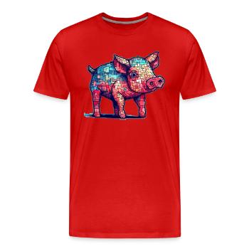 Cochon rétro dans des graphismes 8 bits cool - T-shirt bio Premium Homme - rouge - Devant - Damien (186cm)
