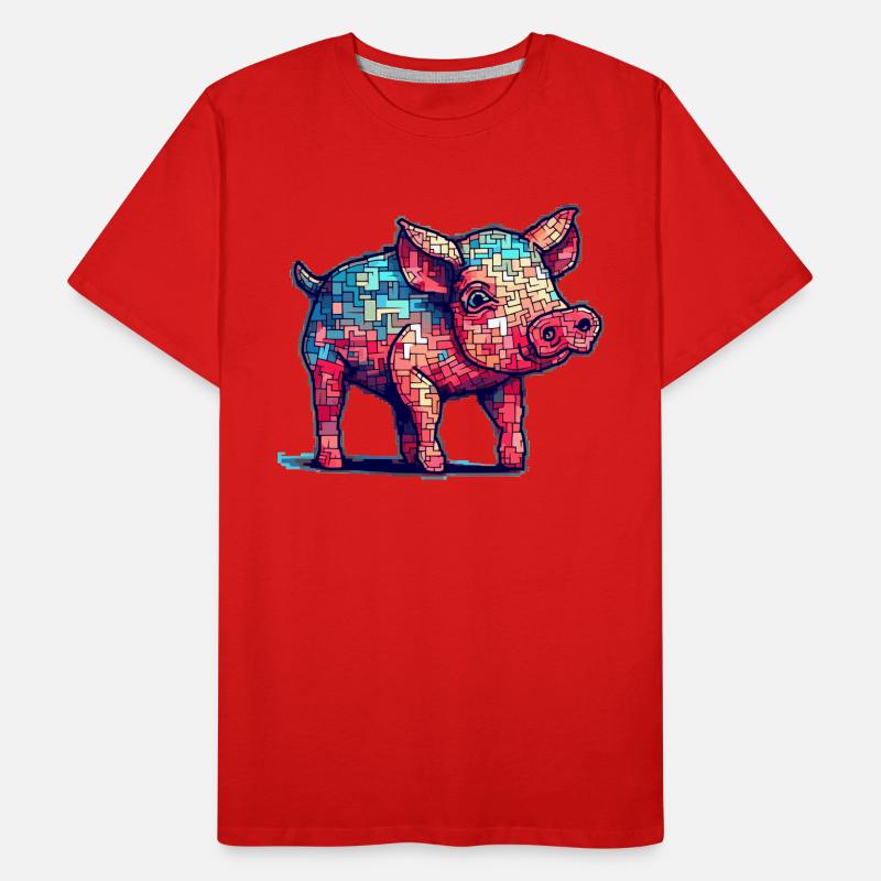 Cochon rétro dans des graphismes 8 bits cool T-shirt bio Premium Homme