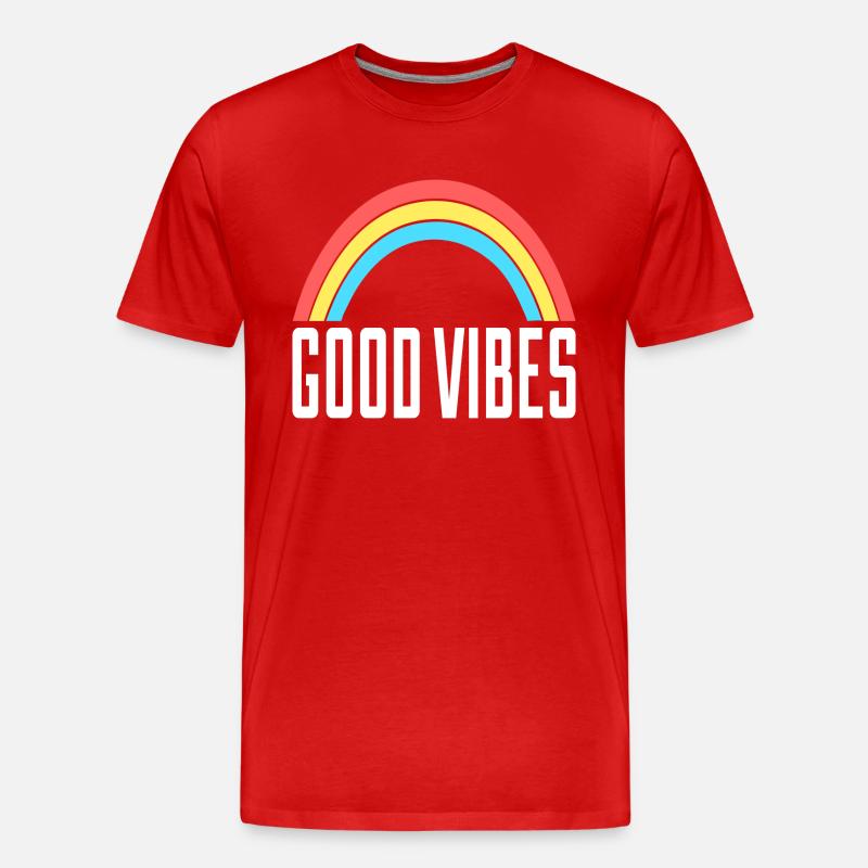 Good Vibes Regenbogen - Männer Premium Bio T-Shirt - Rot