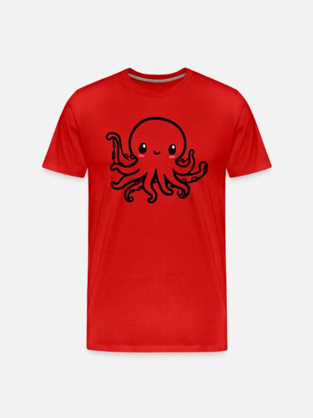 Cute Octopus Kawaii - Men's Premium Organic T-Shirt - red