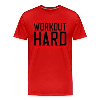 Workout Hard 2 - Men's Premium Organic T-Shirt - red - Front - Damien (186cm)