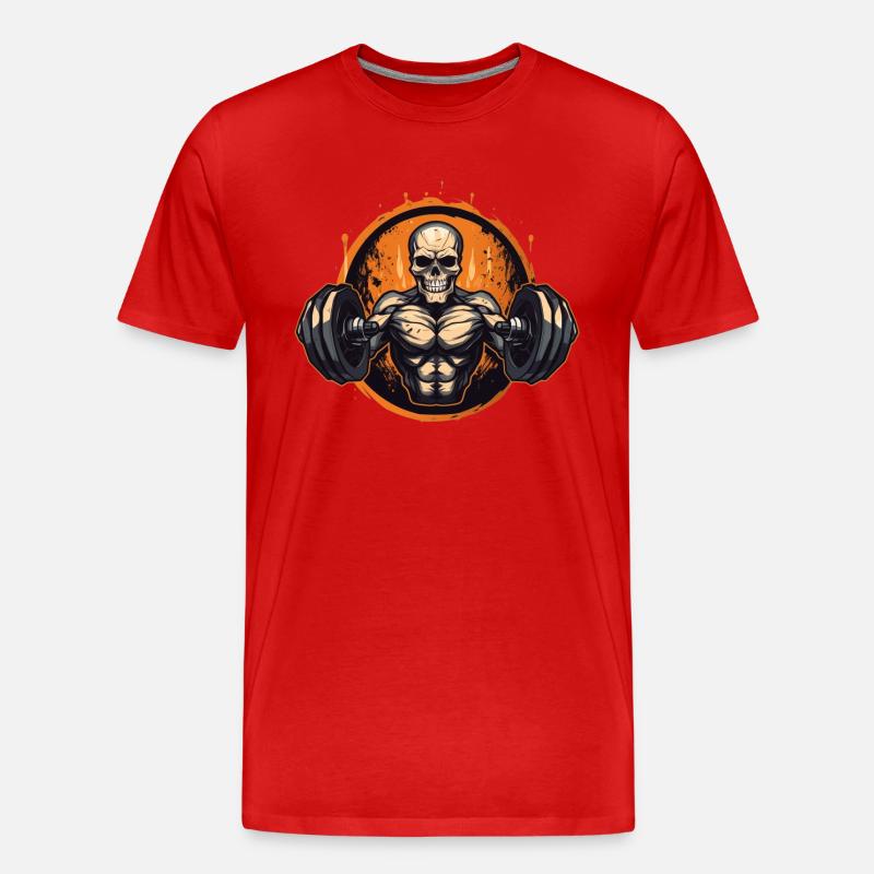 gym skull - Männer Premium Bio T-Shirt - Rot
