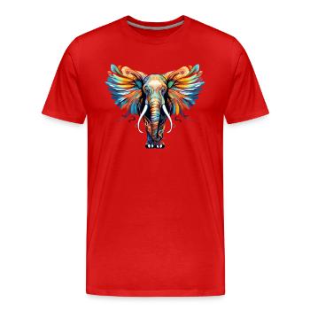 Elephant with Feathers no2 - Men's Premium Organic T-Shirt - red - Front - Damien (186cm)