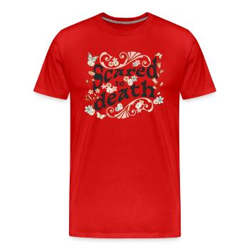 Scared to death für helle Hintergründe - Männer Premium Bio T-Shirt - Rot - Vorne - Damien (186cm)