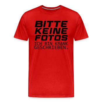 bitte keine fotos - Männer Premium Bio T-Shirt - Rot - Vorne - Damien (186cm)