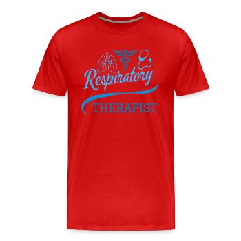Atemtherapeut Blaue Medizinsymbole - Männer Premium Bio T-Shirt - Rot - Vorne - Damien (186cm)