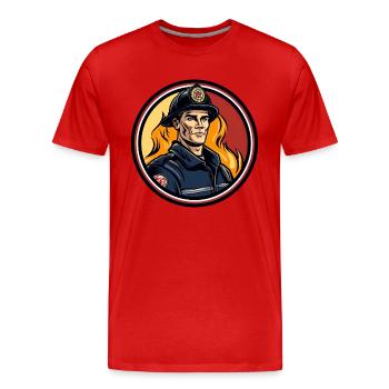 Pompier Pompier - T-shirt bio Premium Homme - rouge - Devant - Damien (186cm)