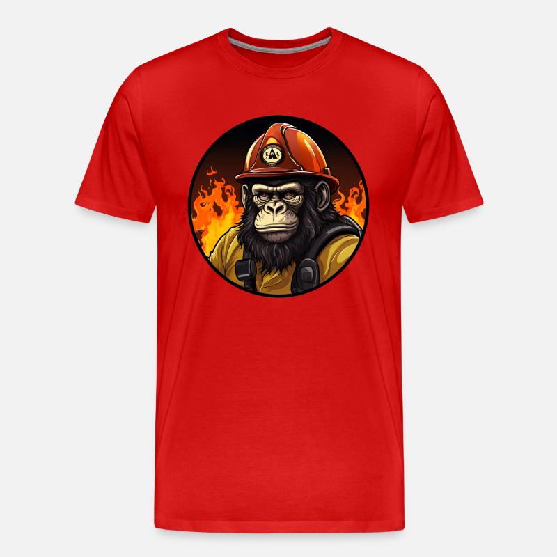 Feuerwehr Affe - Männer Premium Bio T-Shirt - Rot