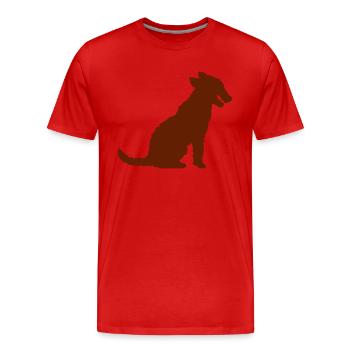 Dog Sitting Silhouette Tongue Sticking Out Outline - Men's Premium Organic T-Shirt - red - Front - Damien (186cm)