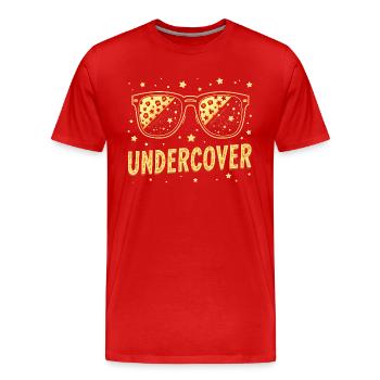 Discours d’infiltration - Costume drôle avec Sun Bril - T-shirt bio Premium Homme - rouge - Devant - Damien (186cm)