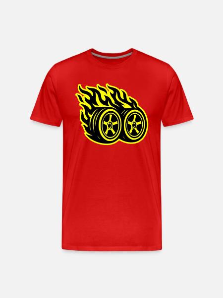 Car Tire Flame - Men's Premium Organic T-Shirt - red