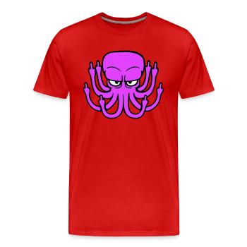 Oktopus Mittelfinger Beleidigung Fuck You Off böse - Männer Premium Bio T-Shirt - Rot - Vorne - Damien (186cm)