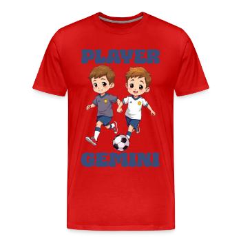 Fußball Sternzeichen Zwillinge Player Gemini Ball - Männer Premium Bio T-Shirt - Rot - Vorne - Damien (186cm)