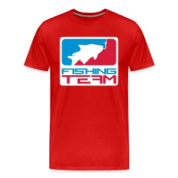 équipe de pêche sport logo poisson rouge bleu - T-shirt bio Premium Homme - rouge - Devant - Damien (186cm)