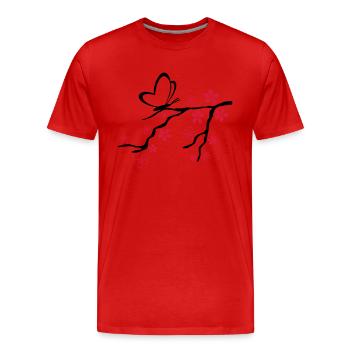 Liebe - Schmetterling Herz Zweig - Männer Premium Bio T-Shirt - Rot - Vorne - Damien (186cm)