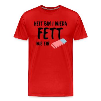 Fett wie ein Radierer - Männer Premium Bio T-Shirt - Rot - Vorne - Damien (186cm)