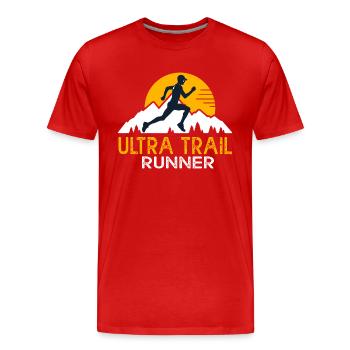 ultra trail runner cadeau homme running run courir - T-shirt bio Premium Homme - rouge - Devant - Damien (186cm)
