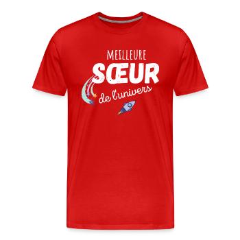 meilleure sœur de l'univers cadeau sœur - T-shirt bio Premium Homme - rouge - Devant - Damien (186cm)