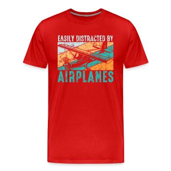 Facilement distrait par le pilote d’aviation Des avions - T-shirt bio Premium Homme - rouge - Devant - Damien (186cm)