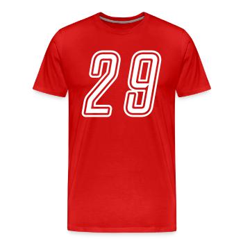 29 Numéro de numéro - T-shirt bio Premium Homme - rouge - Devant - Damien (186cm)