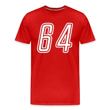64 Numéro de numéro - T-shirt bio Premium Homme - rouge - Devant - Damien (186cm)