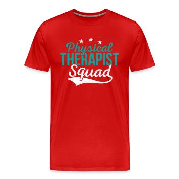 Escouade de physiothérapeute PT PTA Physiothérapeute - T-shirt bio Premium Homme - rouge - Devant - Damien (186cm)
