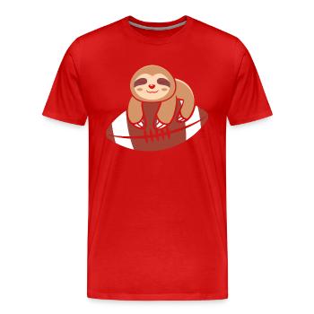 Lazy - Men's Premium Organic T-Shirt - red - Front - Damien (186cm)