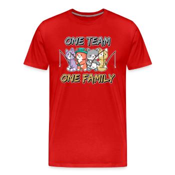 team family cat fishing dog sport schildmaid - Men's Premium Organic T-Shirt - red - Front - Damien (186cm)