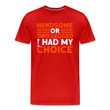 Handicap Amputee Amputation Prosthetic Leg - Men's Premium Organic T-Shirt - red - Front - Damien (186cm)