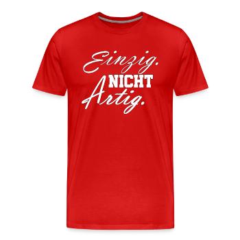 einzig nicht artig - Männer Premium Bio T-Shirt - Rot - Vorne - Damien (186cm)