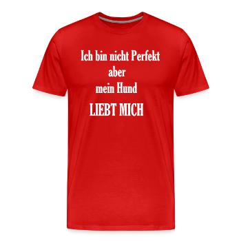 Ich bin nicht Perfekt weiß - Männer Premium Bio T-Shirt - Rot - Vorne - Damien (186cm)