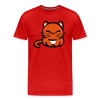 Schmunzel Katze - Männer Premium Bio T-Shirt - Rot - Vorne - Damien (186cm)