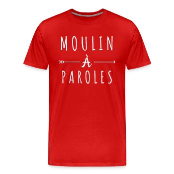 Moulin à paroles - T-shirt bio Premium Homme - rouge - Devant - Damien (186cm)