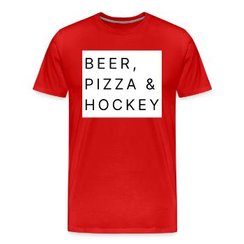 BIÈRE, PIZZA, HOCKEY - T-shirt bio Premium Homme - rouge - Devant - Damien (186cm)