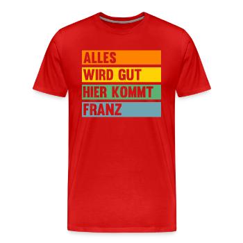 Franz - Männer Premium Bio T-Shirt - Rot - Vorne - Damien (186cm)