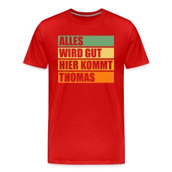 Thomas - Männer Premium Bio T-Shirt - Rot - Vorne - Damien (186cm)