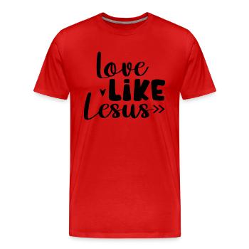 Love Like Jesus - Men's Premium Organic T-Shirt - red - Front - Damien (186cm)