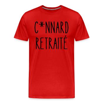 connard retraité - T-shirt bio Premium Homme - rouge - Devant - Damien (186cm)