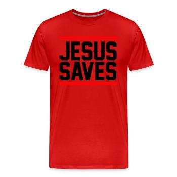 Jésus sauve - T-shirt bio Premium Homme - rouge - Devant - Damien (186cm)