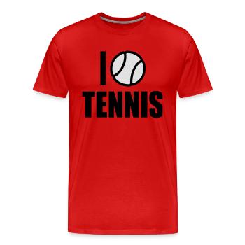 J’adore le tennis - T-shirt bio Premium Homme - rouge - Devant - Damien (186cm)