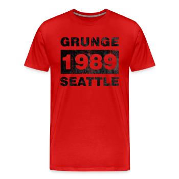 GRUNGE SEATTLE SCHWARZ - Männer Premium Bio T-Shirt - Rot - Vorne - Damien (186cm)