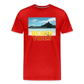 Beach 9 - Männer Premium Bio T-Shirt - Rot - Vorne - Damien (186cm)