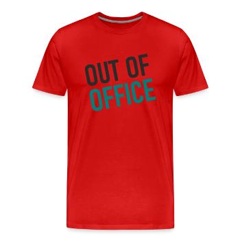 out of office - Not in the office - ausserhaus - Men's Premium Organic T-Shirt - red - Front - Damien (186cm)