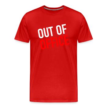 out of office - Not in the office - ausserhaus - Men's Premium Organic T-Shirt - red - Front - Damien (186cm)