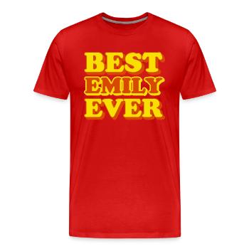 Emily First Name Funny Gift - Men's Premium Organic T-Shirt - red - Front - Damien (186cm)