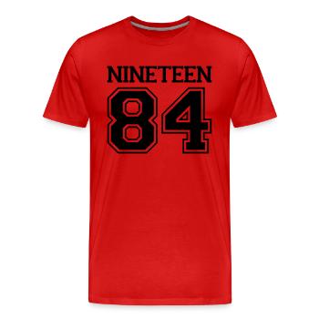 1984 - Männer Premium Bio T-Shirt - Rot - Vorne - Damien (186cm)