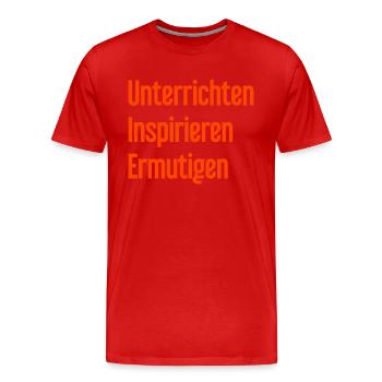 Teaching Inspiring Encouraging - Men's Premium Organic T-Shirt - red - Front - Damien (186cm)