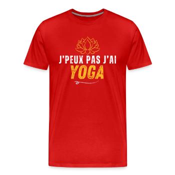 je peu pas j'ai yoga - T-shirt bio Premium Homme - rouge - Devant - Damien (186cm)