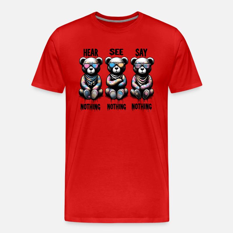 Hear See Say Nothing - Männer Premium Bio T-Shirt - Rot