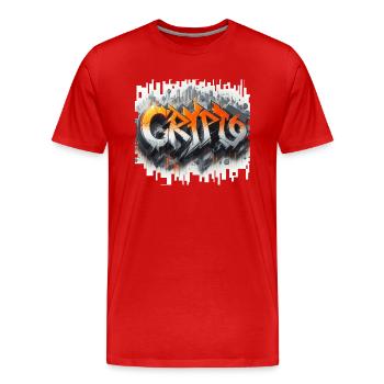 crypto, grafitti text 3D - Männer Premium Bio T-Shirt - Rot - Vorne - Damien (186cm)